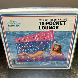 Vintage 90's Intex Wet Set Premium 18 Pocket Lounge Inflatable Pool Float 74"x28